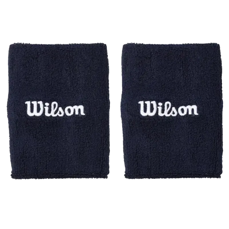 Las muñequeras Wilson Wide Terry,  Azul Marino  son muñequeras deportivas diseñadas para ofrecer una alta absorción del sudor