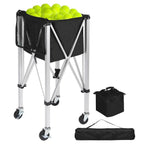 Carrito para pelotas de tenis y padel con ruedas giratorias de 360°, práctico y resistente, plegable, con bolsa para gimnasio, escuela y club.
