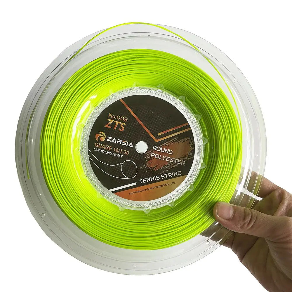 Carrete de cuerda para raqueta de tenis ZARSIA de poliéster 4G, 1,30 mm, duradera, redonda, 200 m, gran carrete de cuerdas de entrenamiento