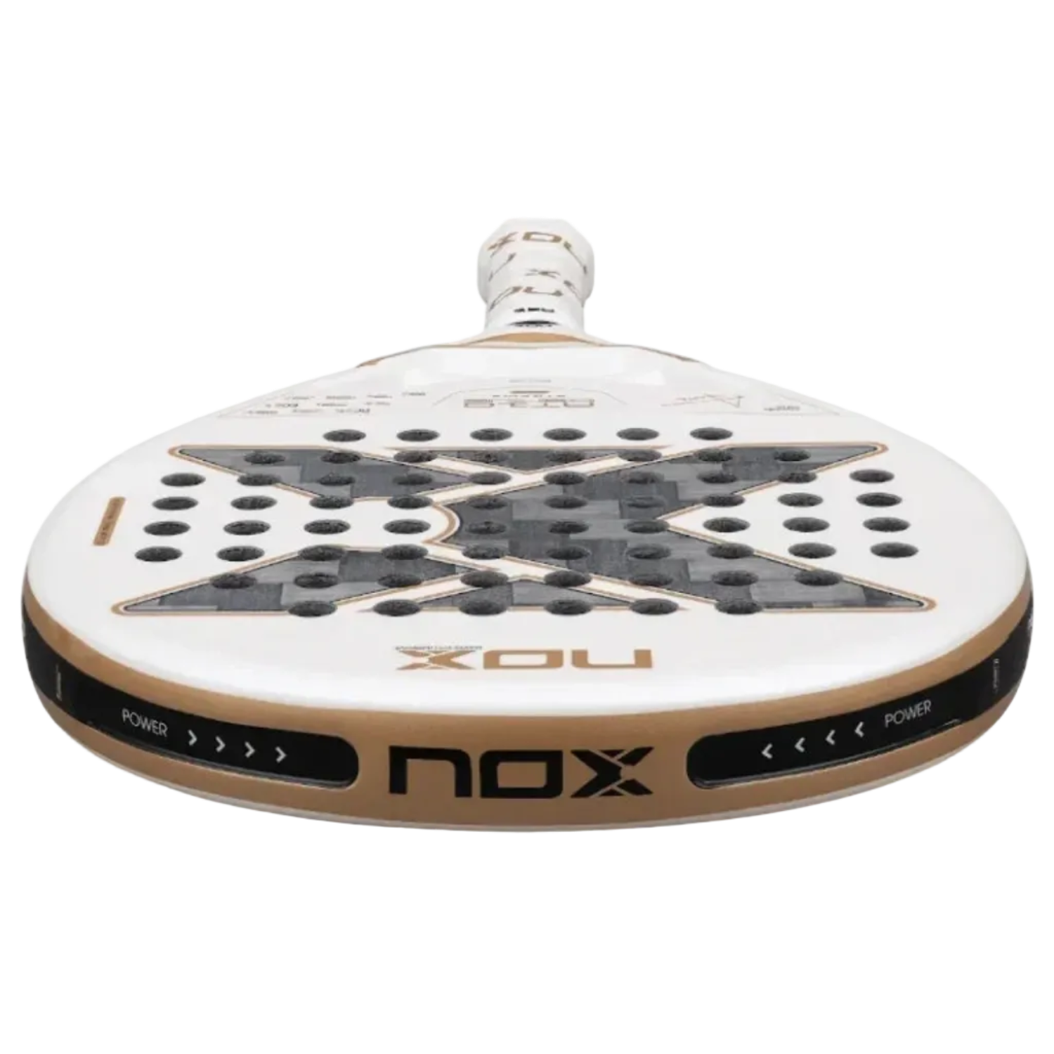 Nox AT10 Luxury Genius 12K Alum Xtrem 2026 By Agustin Tapia, pala premium con marco de carbono, peso 360-375g, ancho 38mm, que cuenta con superficie dual spin y núcleo HR3 Black EVA