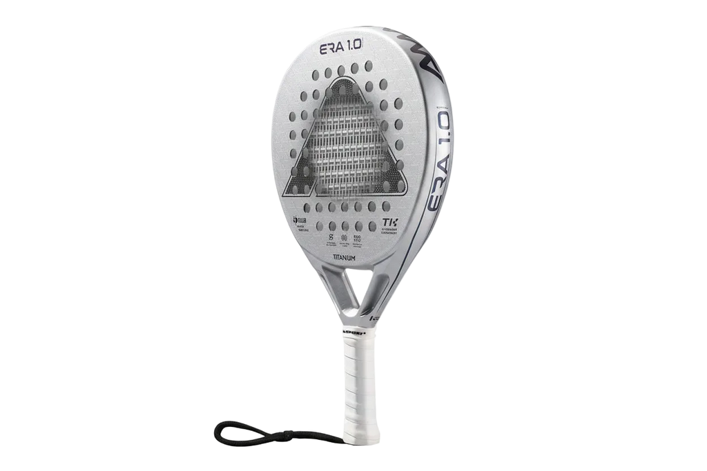 Pala de pádel AMA SPORT 1St Titanium Silver Surface con agujeros de precisión y rebote inteligente de corcho de alto rendimiento