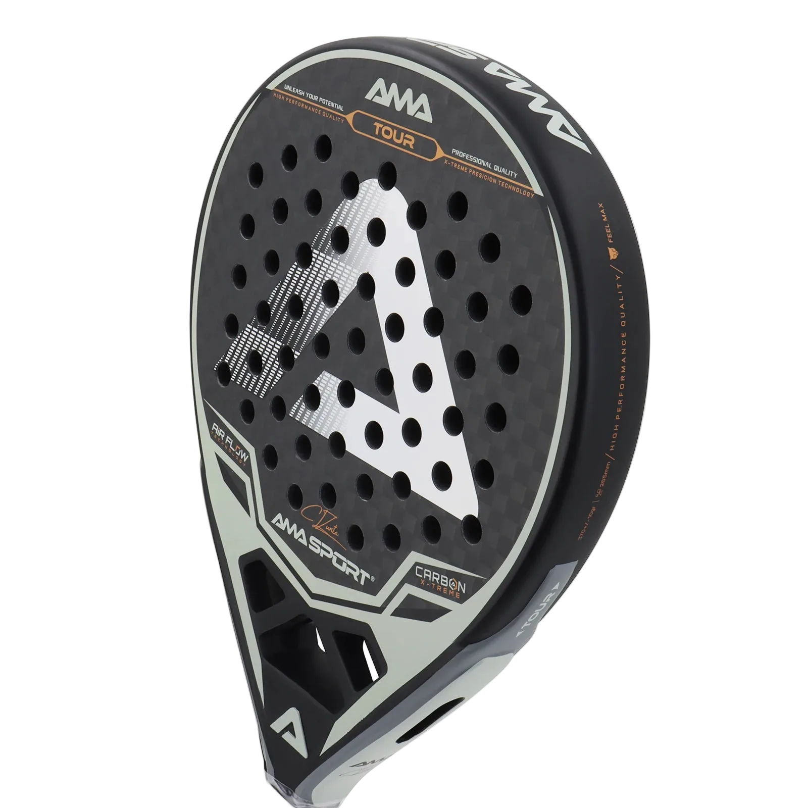 Palas de pádel AMA SPORT 12K Carbono EVA Suave Equilibrio Medio Pala de pádel Forma Lágrima para Jugadores Avanzados Pala de Pádel