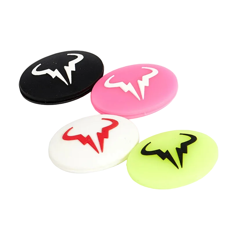 4 amortiguadores de vibraciones de silicona para raquetas de tenis con dibujos animados, accesorios duraderos.