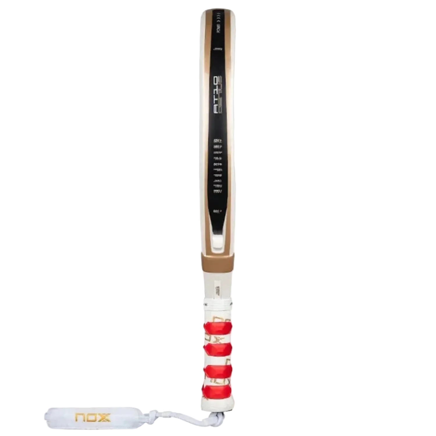 Nox AT10 Luxury Genius 12K Alum Xtrem 2026 By Agustin Tapia, pala premium con marco de carbono, peso 360-375g, ancho 38mm, que cuenta con superficie dual spin y núcleo HR3 Black EVA