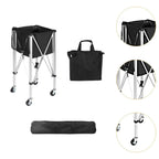 Carrito para pelotas de tenis y padel con ruedas giratorias de 360°, práctico y resistente, plegable, con bolsa para gimnasio, escuela y club.