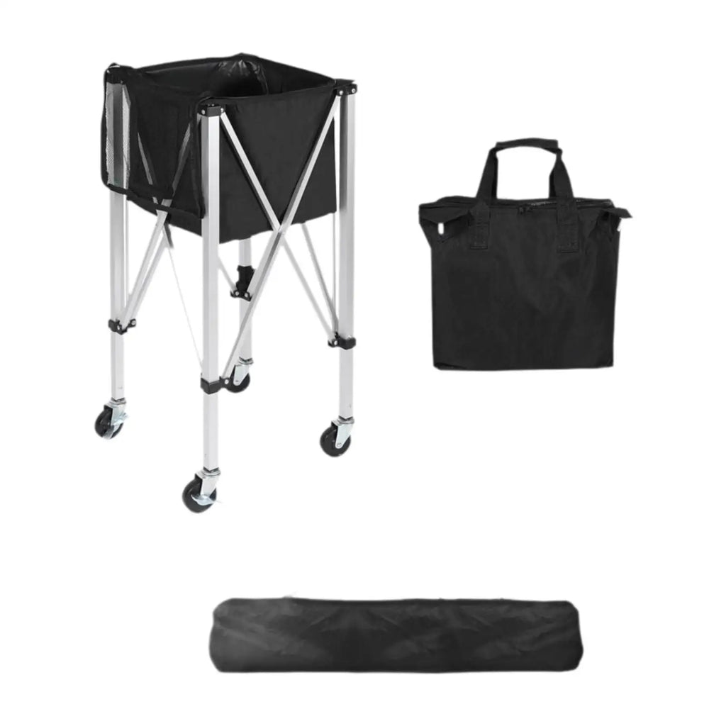 Carrito para pelotas de tenis y padel con ruedas giratorias de 360°, práctico y resistente, plegable, con bolsa para gimnasio, escuela y club.