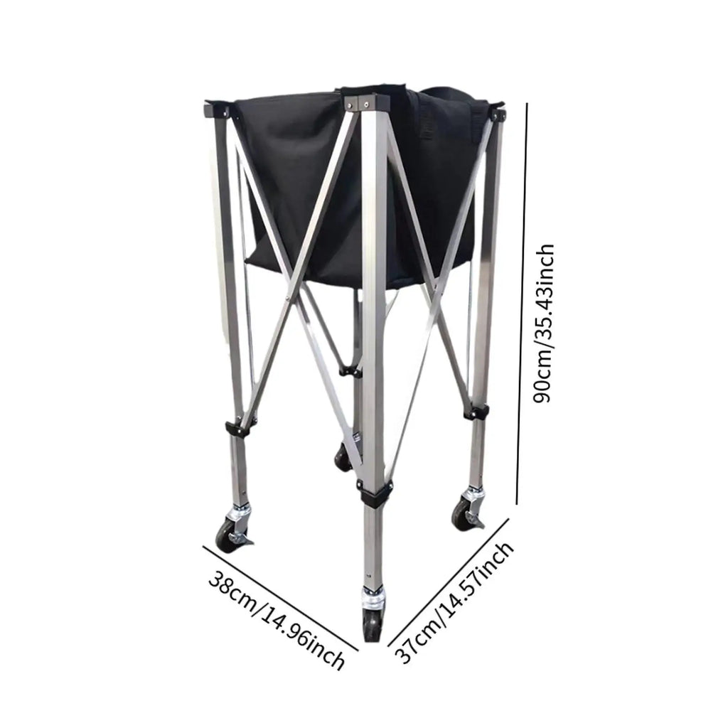 Carrito para pelotas de tenis y padel con ruedas giratorias de 360°, práctico y resistente, plegable, con bolsa para gimnasio, escuela y club.