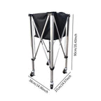 Carrito para pelotas de tenis y padel con ruedas giratorias de 360°, práctico y resistente, plegable, con bolsa para gimnasio, escuela y club.