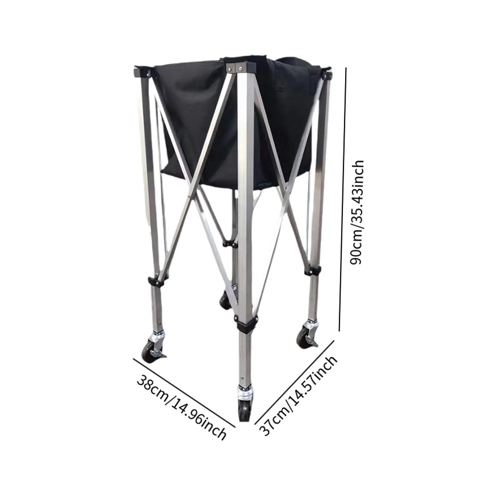 Carrito para pelotas de tenis y padel con ruedas giratorias de 360°, práctico y resistente, plegable, con bolsa para gimnasio, escuela y club.