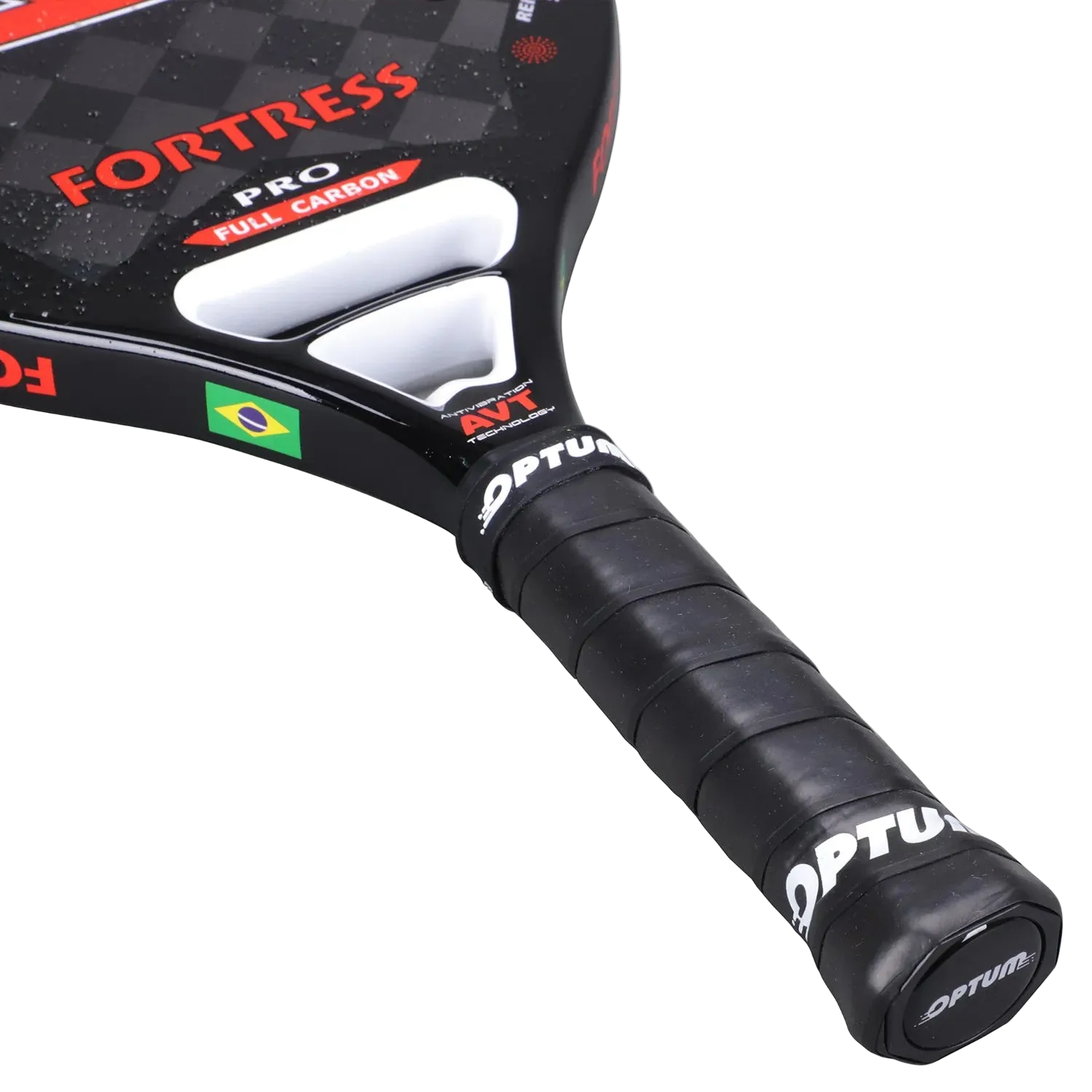 Raqueta de tenis playa OPTUM FORTRESS 2026 fabricada en fibra de carbono de 18 quilates con superficie rugosa, 14 horas de autonomía y funda protectora