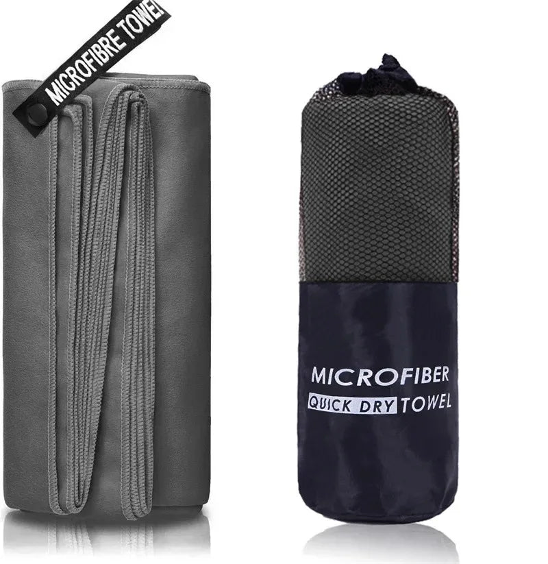 Toalla deportiva de secado rápido, 40 x 80/80 x 160 cm,  gris  ideal para, paadel, natación, gimnasio, fitness, camping, correr, playa.