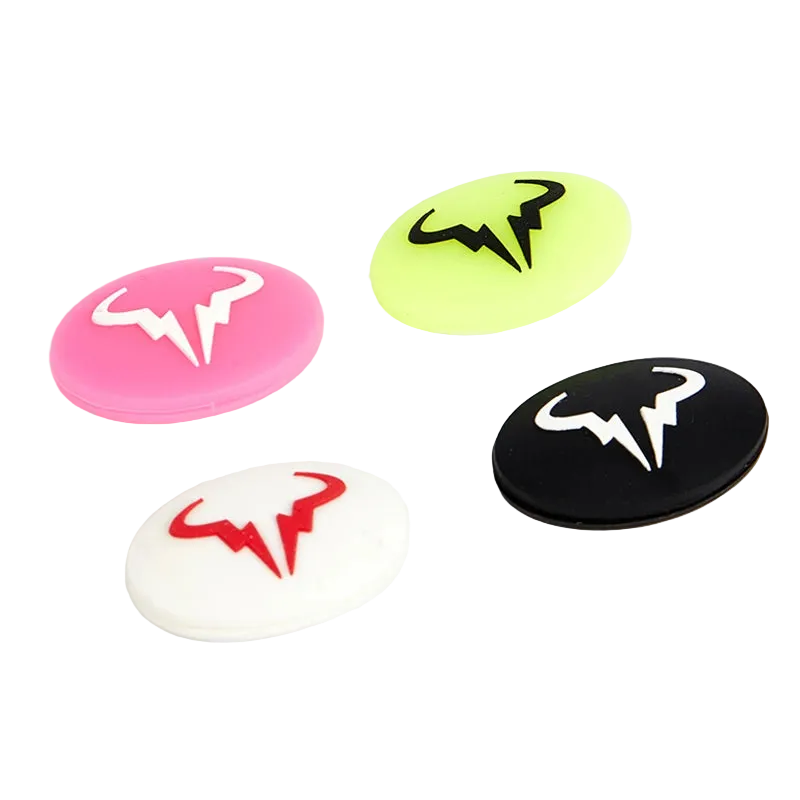 4 amortiguadores de vibraciones de silicona para raquetas de tenis con dibujos animados, accesorios duraderos.