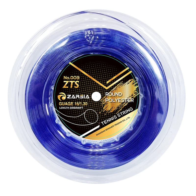 Carrete de cuerda para raqueta de tenis ZARSIA de poliéster 4G, 1,30 mm, duradera, redonda, 200 m, gran carrete de cuerdas de entrenamiento
