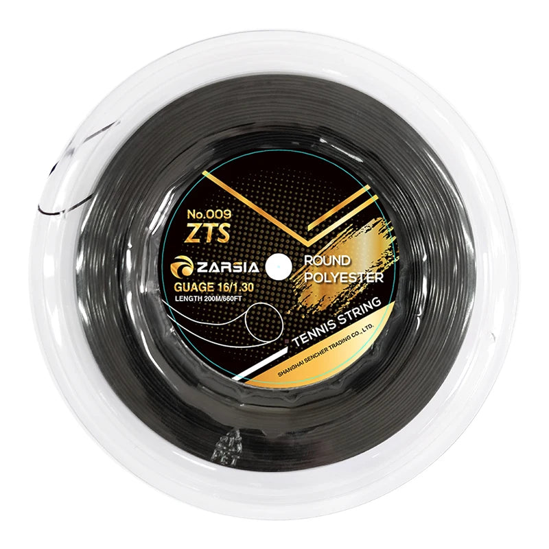 Carrete de cuerda para raqueta de tenis ZARSIA de poliéster 4G, 1,30 mm, duradera, redonda, 200 m, gran carrete de cuerdas de entrenamiento