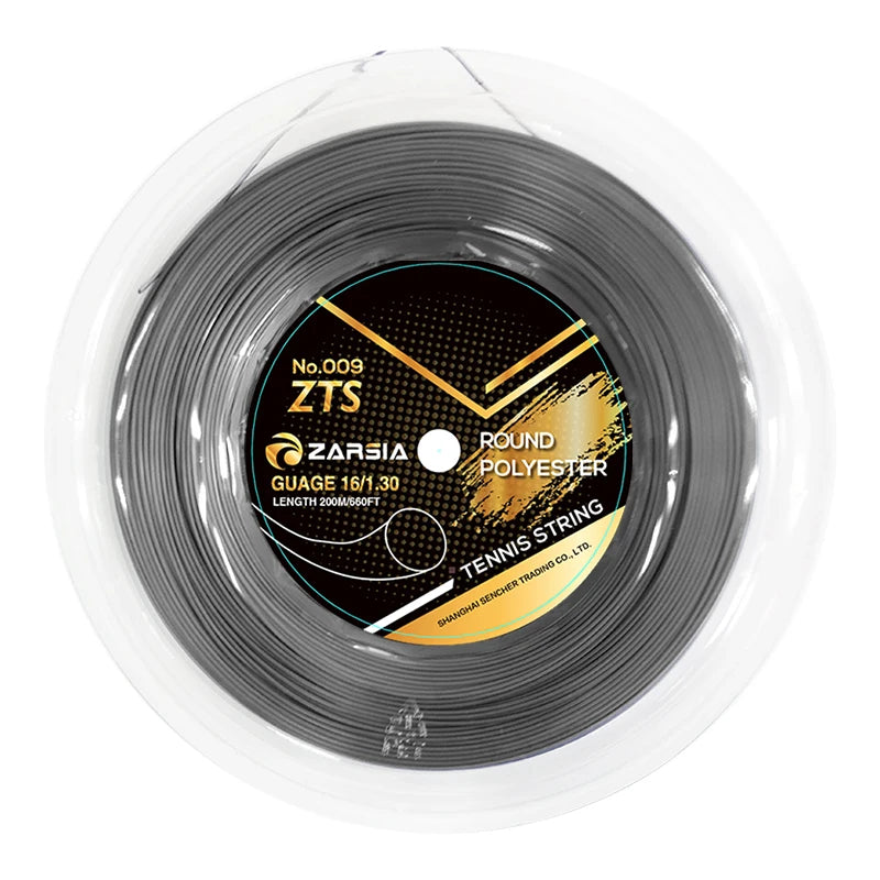 Carrete de cuerda para raqueta de tenis ZARSIA de poliéster 4G, 1,30 mm, duradera, redonda, 200 m, gran carrete de cuerdas de entrenamiento